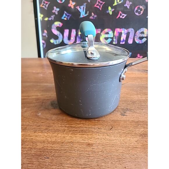 Rachael Ray Agave Blue 1.5 Qt Sauce Pan Nonstick Cooking Pot Cookware -With Lid - Picture 4 of 8